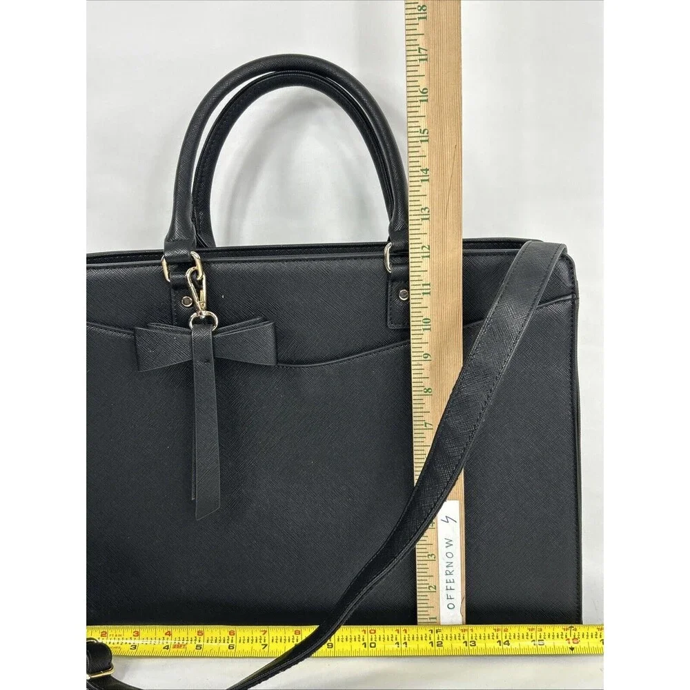 Laptop Satchel Bag Women 15.6 Inch Black Briefcase Shoulder Crossbody Travel